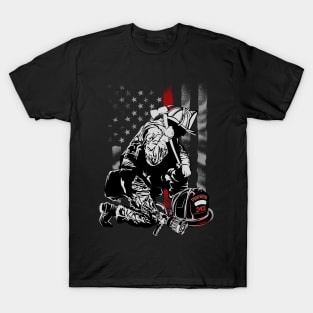 Firefighter American USA Flag T-Shirt